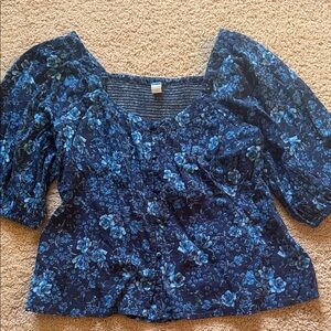 Old Navy Blue Floral Women's Blouse